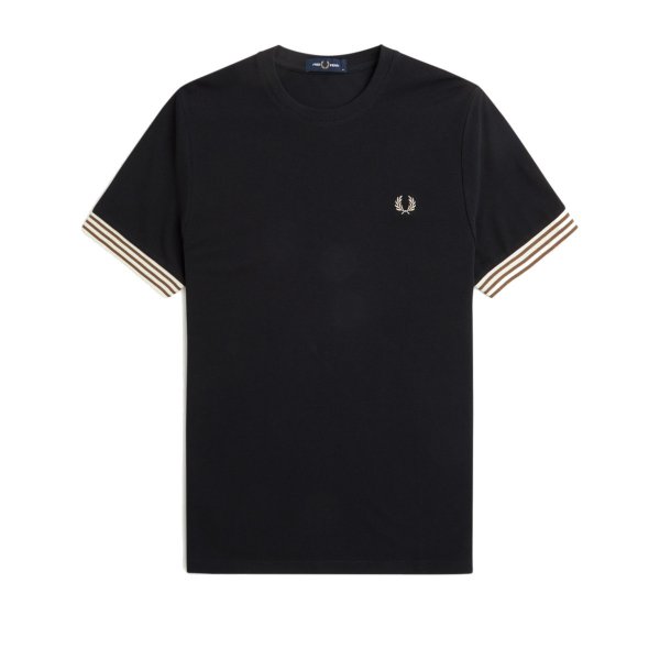 Fred Perry - Striped Cuff T-Shirt - Zwart